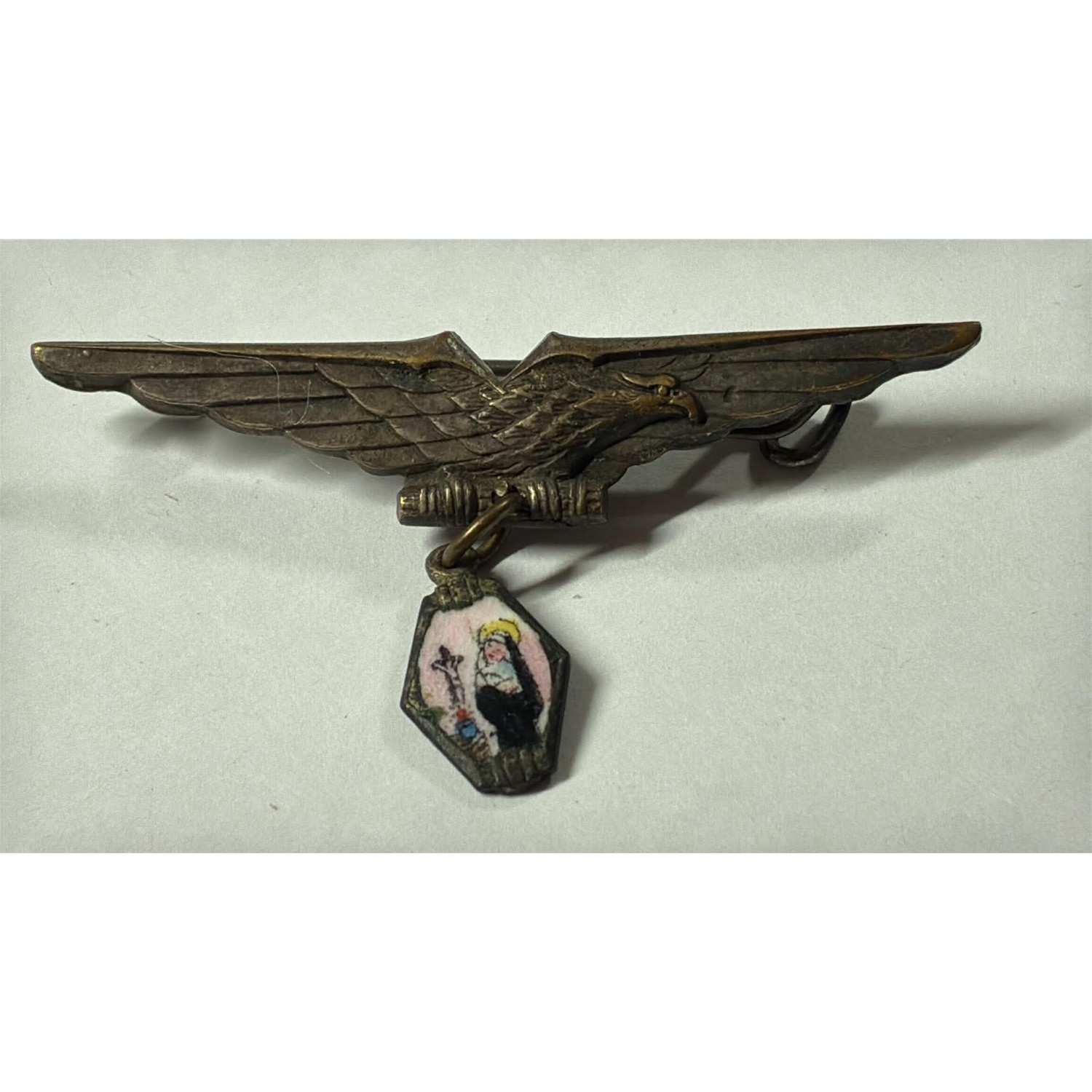 Italian Royal Air Force propaganda pin badge, Madonna of Loreto in enamel