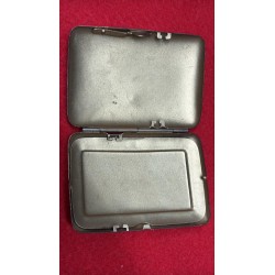 Metal cigarette case with a photo of Duce Benito Mussolini.
