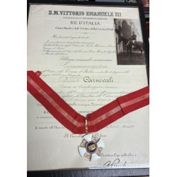 Komturkreuz des Ordens der Krone von Italien mit Urkunde, verliehen an den Podestà von Casalmaggiore (Cremona)