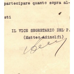 Originalunterschrift von Matteo Adinolfi, stellvertretender Sekretär der Nationalen Faschistischen Partei