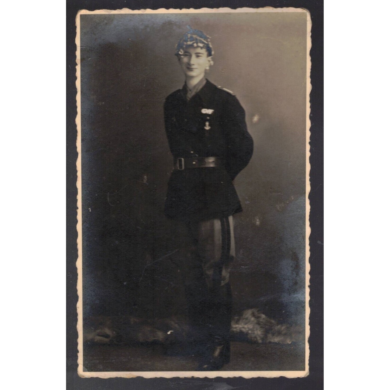 Young member of the GUF of Vercelli with a 1942 Gogliardo