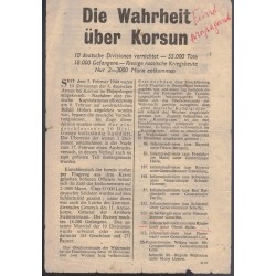 Volantino di propaganda alleata della Seconda Guerra Mondiale, catalogato come "G 10", che descrive la battaglia di Korsun