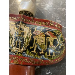 Stunning Malay ceremonial kriss, straight blade, mother-of-pearl hilt.
