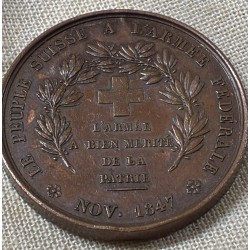 Schweizer Bronzemedaille zum Gedenken an den Sonderbundskrieg von 1847