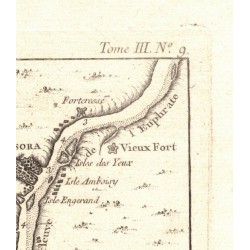 Stampa originale di Jacques Nicolas Bellin , pianta della foce del fiume Eufrate seconda meta del 1700