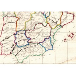 Cartina prima meta del 1800 disegnata a mano ed acquarellata a mano , autore sconosciuto , Spagna e Portogallo
