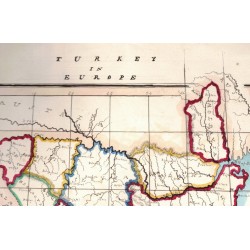 Cartina prima meta del 1800 disegnata a mano ed acquarellata a mano , autore sconosciuto , Turchia Europea