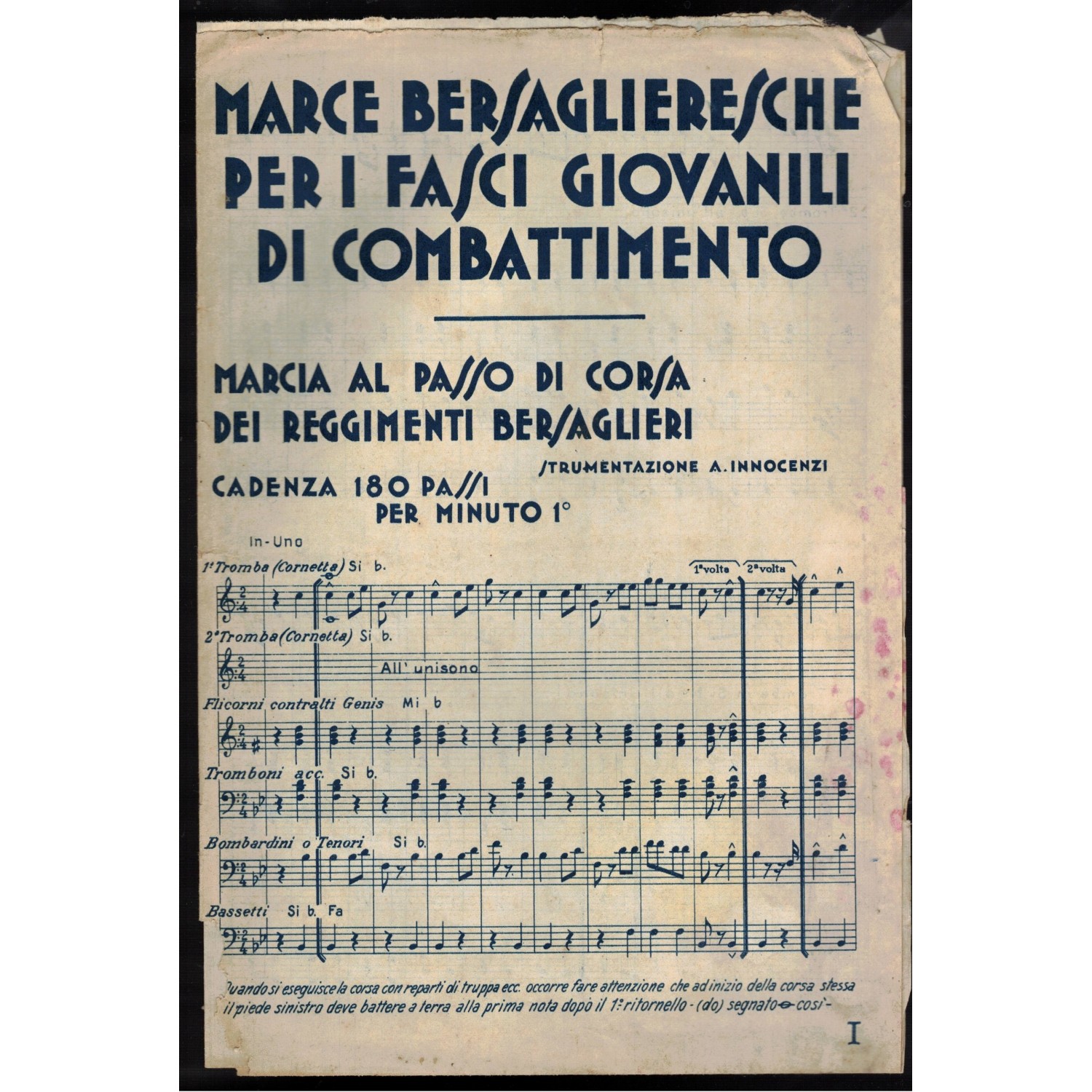 Marce bersaglieresche per i Fasci Giovanili di Combattimento