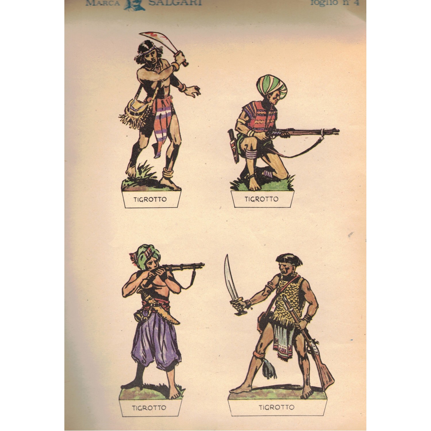 Foglio di soldatini di carta Marca SALGARI Mompracen