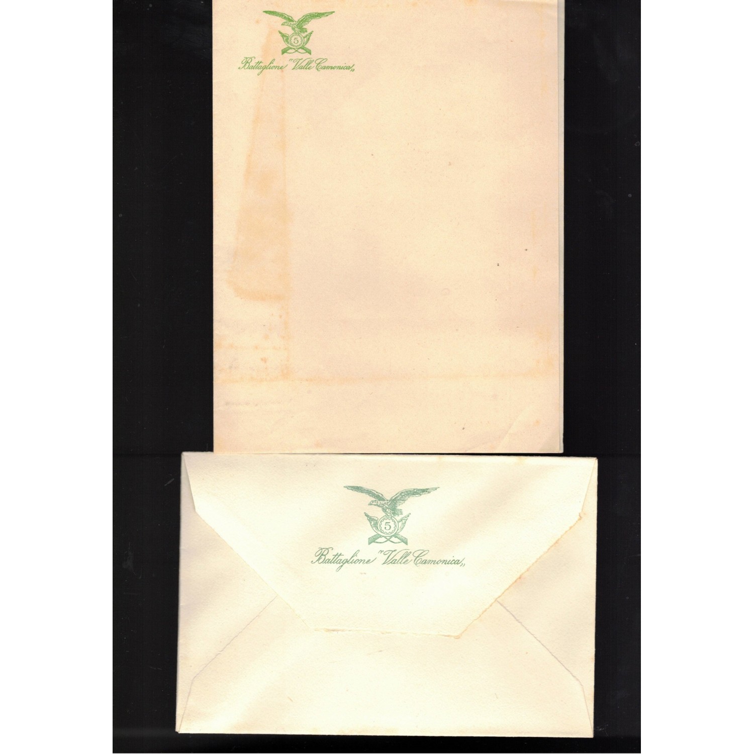 Interessante set busta e carta da lettera Battaglione Valle Camonica