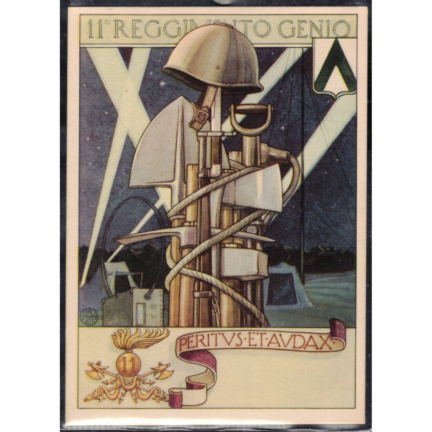 Cartolina reggimentale 11° Rgt Genio "Peritus Audax"