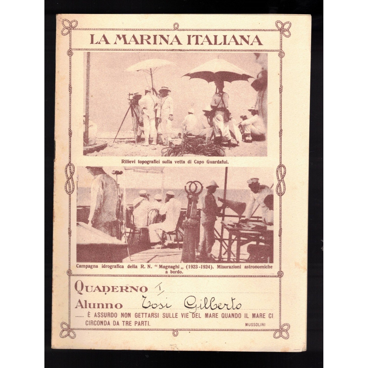 Quaderno scolastico anni 30 La Marina Italiana
