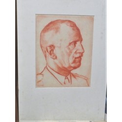 Ritratto a sanguigna di Vittorio Emanuele III firmato August Andrej BUCIK