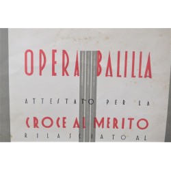 Attestato Croce al Merito  Opera Balilla ONB