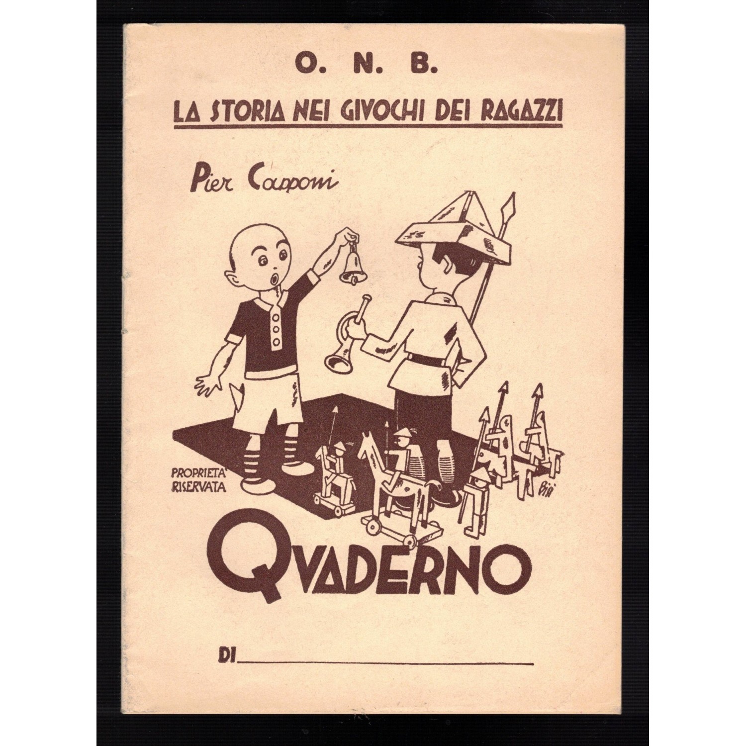 Quaderno scolastico a righe di 1a elementare anni 30/40