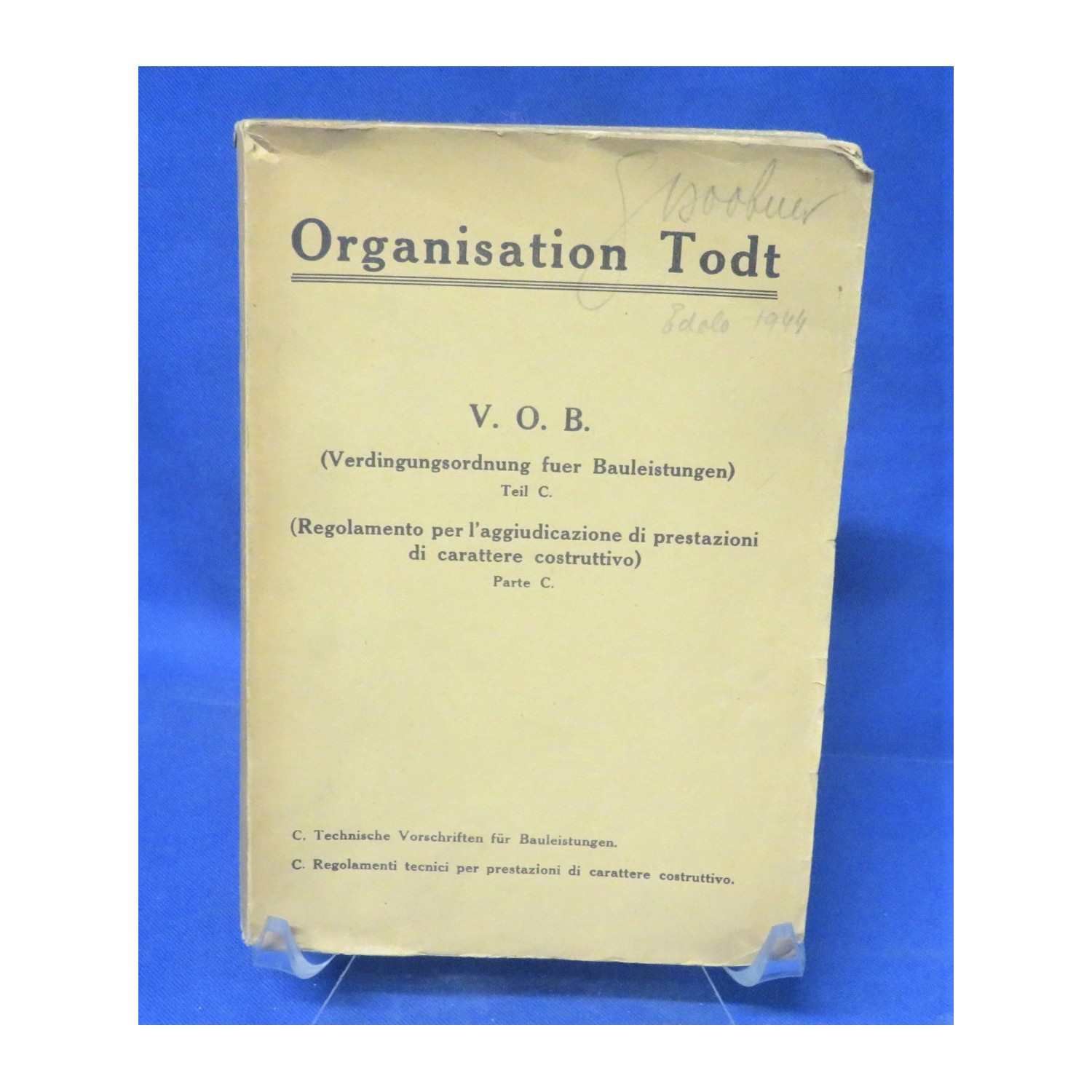 Libro bilingue italiano tedesco Organisation TODT Regolamenti Tecnici per Costruzioni
