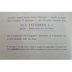 Biglietto Aereo ALA LITTORIA  Generale Cesaretti Antonio