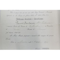 Decreto di nomina a Sindaco , Collecchio Parma , periodo Umberto I°