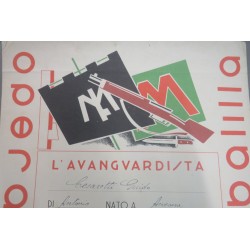 Attestato Opera Balilla promozione di un Avanguardista  a Capo Squadra