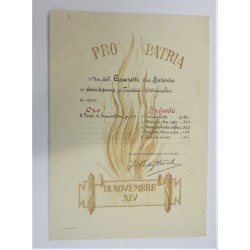 PRO PATRIA certificate I donated gold to the homeland 1936