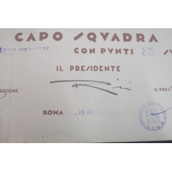 Attestato di promozione a Capo Squadra Opera Balilla Roma