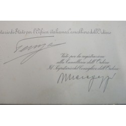 Attestato Diploma concessione della Croce da Cavaliere dell Ordine della Stella Coloniale d Italia