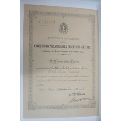 Attestato concessione di Croce d Oro di Anzianita di Servizio di Servizio  nel Regio Esercito