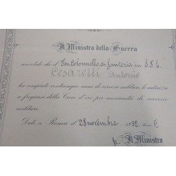 Certificate of concession of Golden Cross of Seniority of Service in the Royal Army to Lieutenant Colonel Antonio Cesaretti