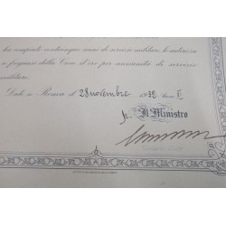 Certificate of concession of Golden Cross of Seniority of Service in the Royal Army to Lieutenant Colonel Antonio Cesaretti