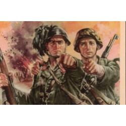 Italian Social Republic propaganda postcard "WHAT ARE YOU DOING?"
