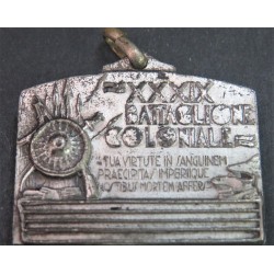 Medaglia in metallo bianco XXXIX° Battaglione Coloniale