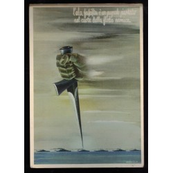 Cartolina Regia Aereonautica "L Ala Fascista e' un Pugnale Piantato nel Cuore della flotta Nemica "