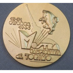 Bella medaglia non portativa in bronzo dorato Mostra Campionaria di Torino 1946