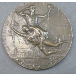 Non-portative medal minted for the Universal Exhibition of Paris 1900, in exergue A. Scotti, the name of one of the participants