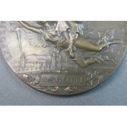 Non-portative medal minted for the Universal Exhibition of Paris 1900, in exergue A. Scotti, the name of one of the participants