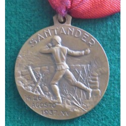 Rara ! Medaglia in bronzo coniata per i reduci della battaglia di Santander 1937 Spagna