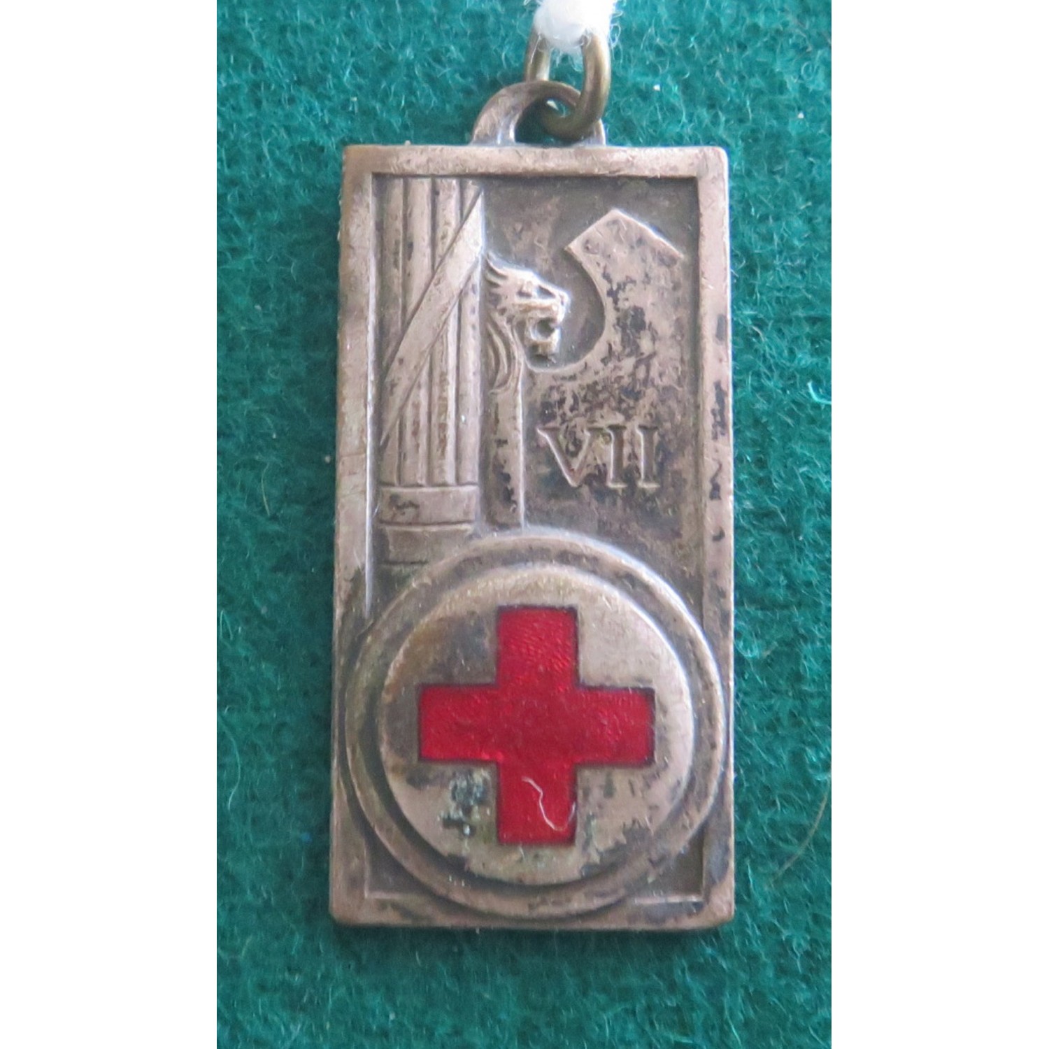 Medaglia in metallo bianco Croce Rossa Italiana anno VII EF