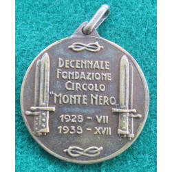 Bronze medal Ass.ne Naz.le Combattenti Torino, 1st Tenth Anniversary of the Foundation of the Circolo Monte Nero 1926 1936