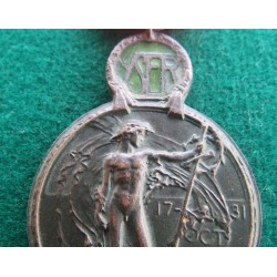 Bronze medal and enamel Ijzer (Yser) issued by Belgium in 1918.