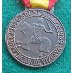 Medaglia in bronzo Guerra Civile Spagnola Volontari Combattenti di Vizcava