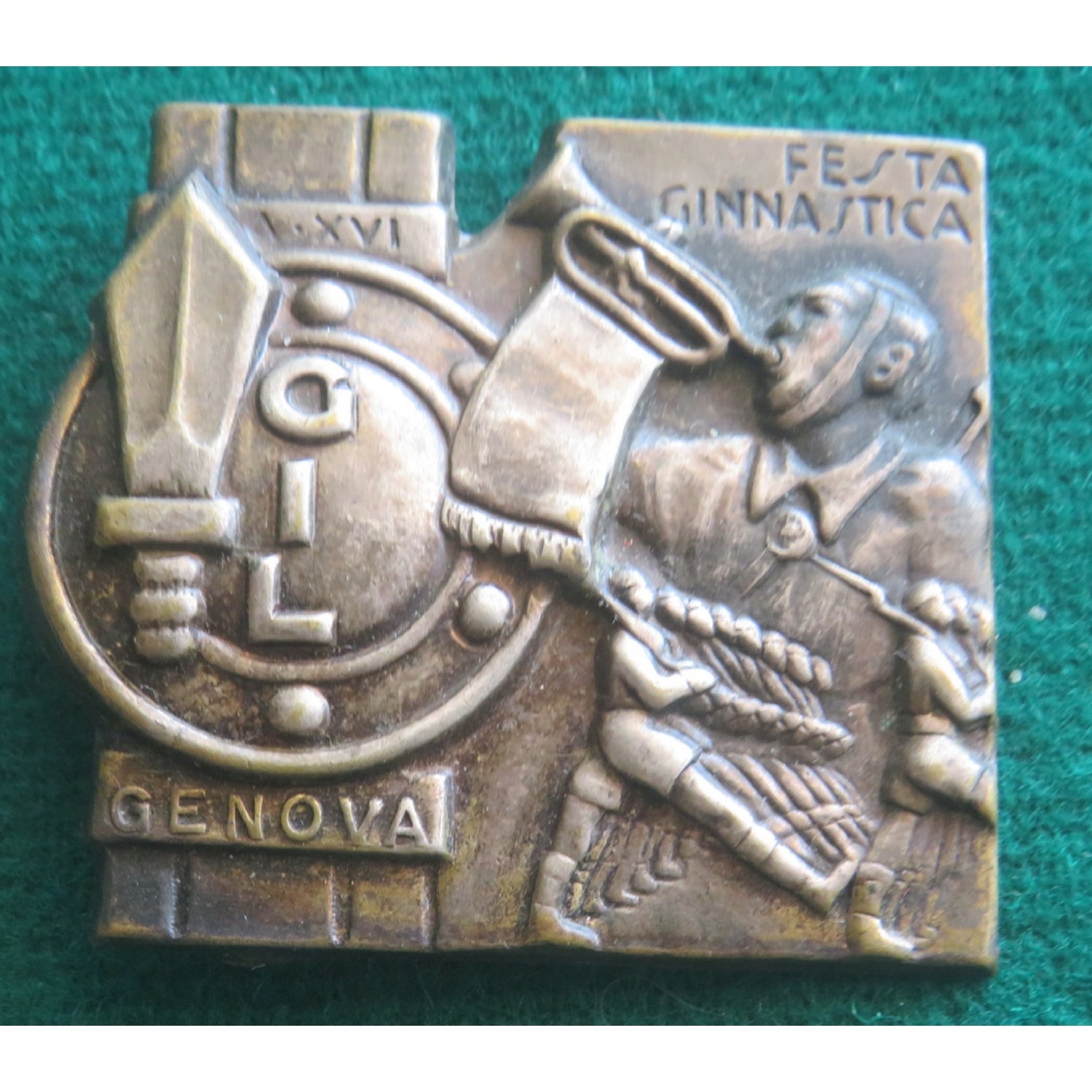 Distintivo Feste Ginnastiche Gioventu Italiana del Littorio Genova 1938