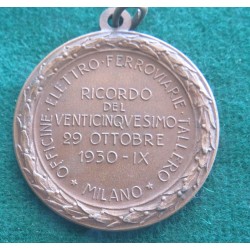 Medaglia in bronzo Ricordo del XXVa Officine Elettroferroviarie  Tallero Milano