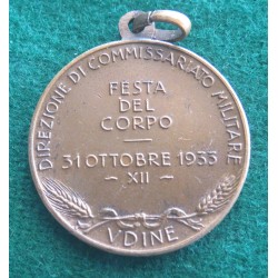 Bronze medal Directorate Of the Military Commissariat Festa del Corpo 1933 UDINE