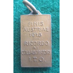 Piccola medaglia in bronzo commemorativa fine 1a guerra mondiale  Ricordo ai Collaboratori I.T.O.