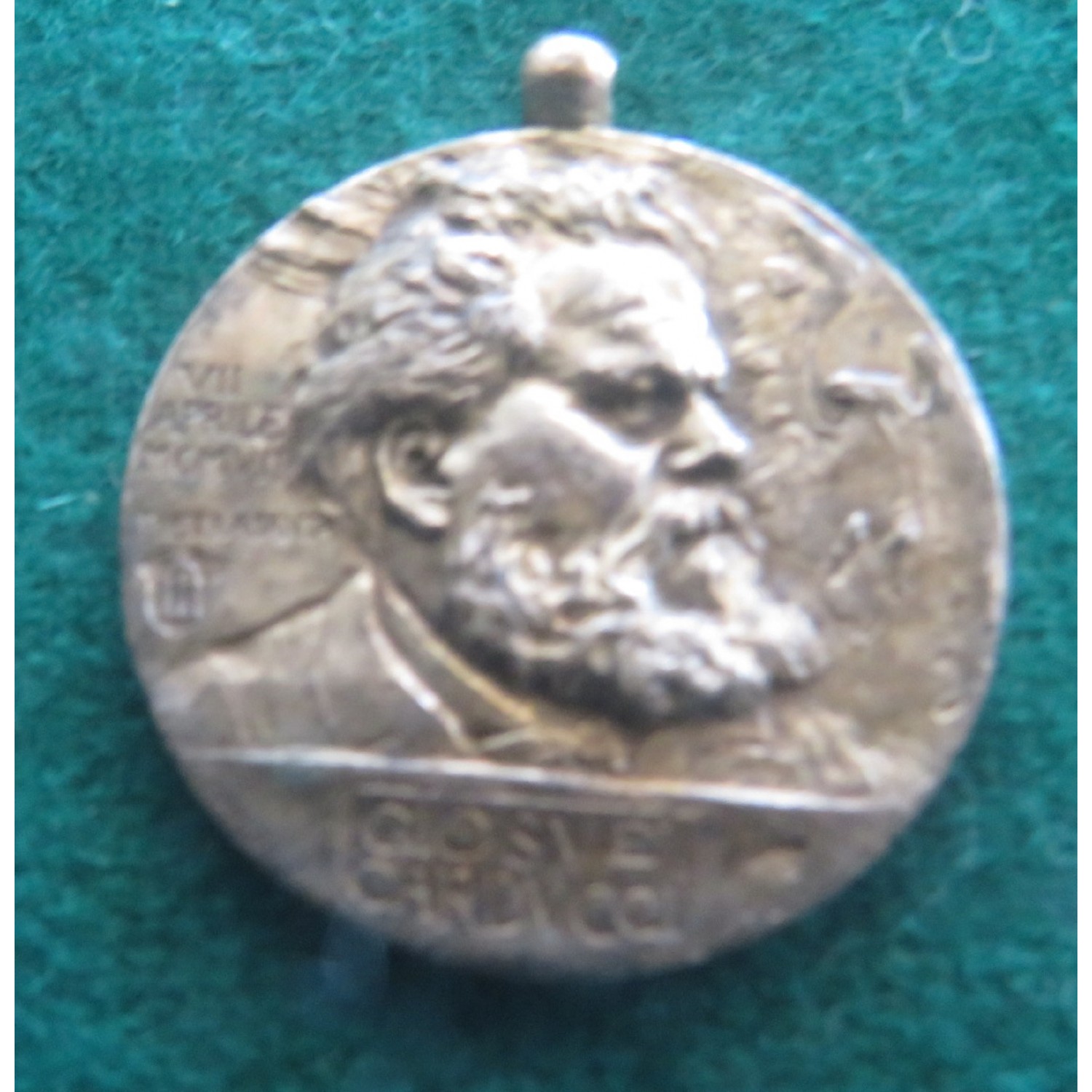 Medaglia in bronzo argentato Pietrasanta VII Aprile 1907 Giosue Carducci