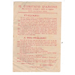 Volantino Il Comitato d Azione fra Mutilati invalidi feriti di guerra 1918
